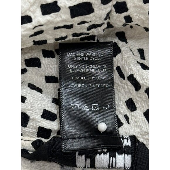 Ali Miles Womens Tunic Asymmetrical-Hem Cowl Neck White Black Size L - Picture 8 of 8